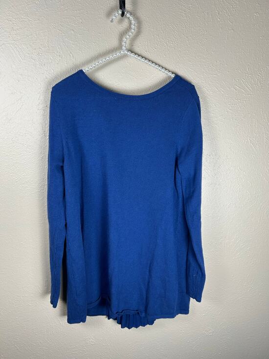 Soft Surroundings Sweaters - Soft Surroundings Wool Sweater Size Medium Blue Knit Mixed Media Pullover Preppy